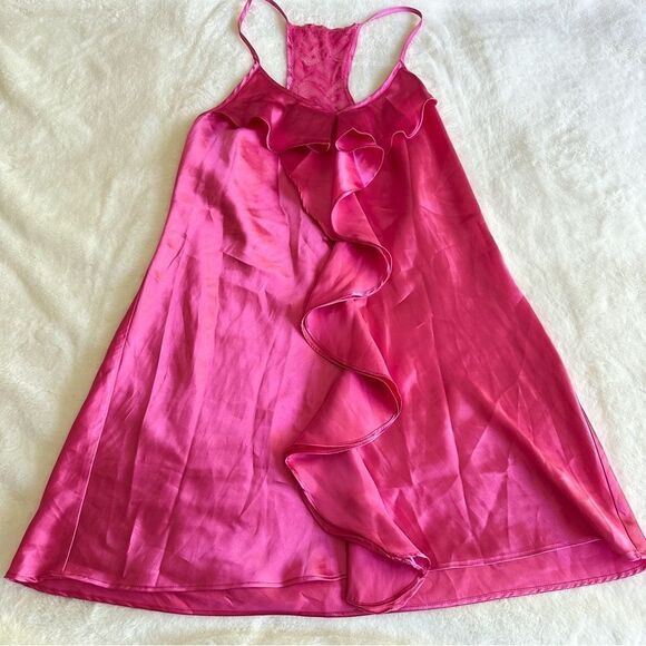 In Bloom Pink Ruffle Babydoll Slip Dress Women's Size Medium - Picture 1 of 8